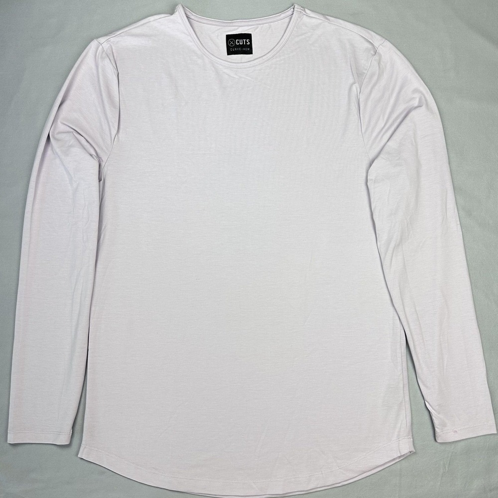 Cuts Shirt Mens XL Light Purple Long Sleeve Curve-Hem Pyca Pro Athletic Stretch